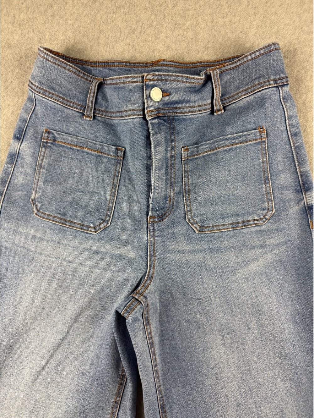 OAT New York Jeans Womens 6/28 High Rise Wide Leg Patch Pocket Raw Hem - Picture 4 of 7